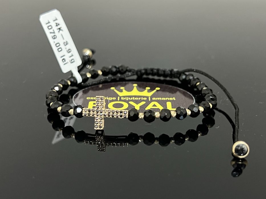 Bijuteria Royal CB : Bratara cu snur bile aur 14k 3,91 grame