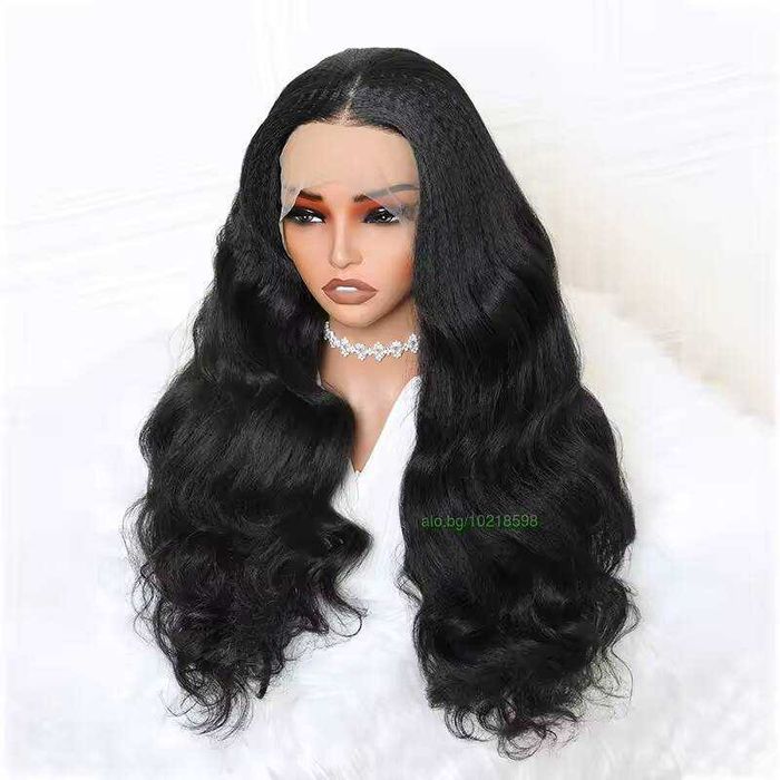 Черна чуплива перука с дантела лейс фронт lace front 70 см