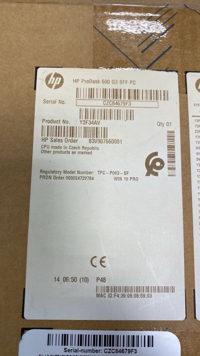 HP Prodesk 600 G3 Sff