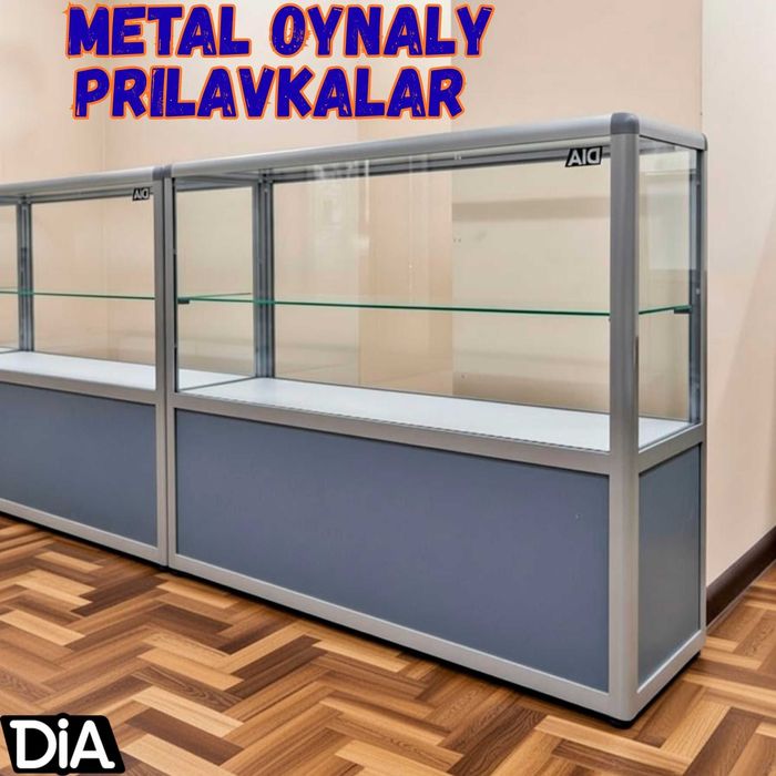 Стеклянная, прилавки. Metal oynaly vitrina va prilavkalar