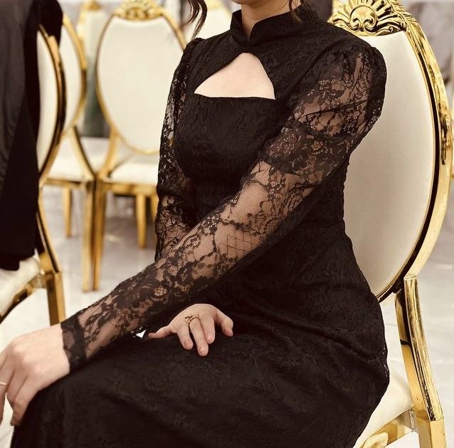 Элегантное вечернее черное платье в пол