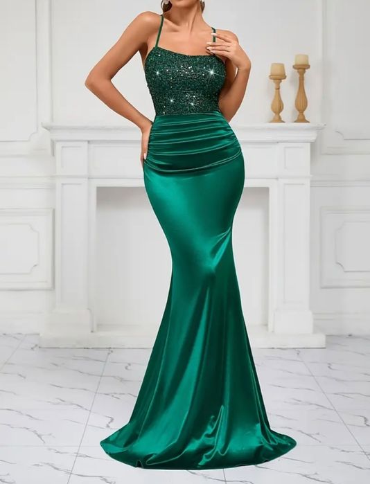 Rochie verde smarald lunga