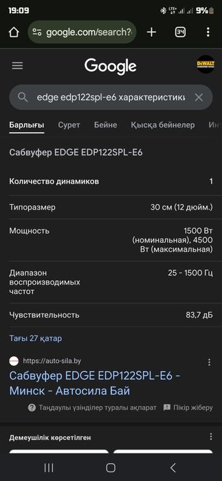 Продам сабвуферный динамик EDGE EDP122SPL-E6