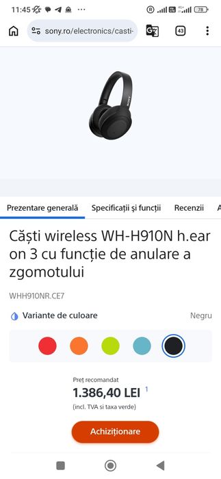 Vând/schimb Casti Sony WH-H910N