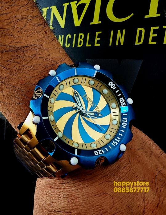 часовник INVICTA Reserve Skeleton automatic Blue/Gold 56мм, Инвикта