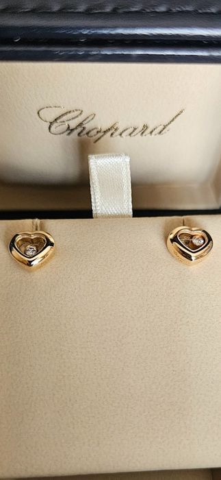 Бренд Chopard оригинал. Золотые серьги 750 пробы с бриллиантами.