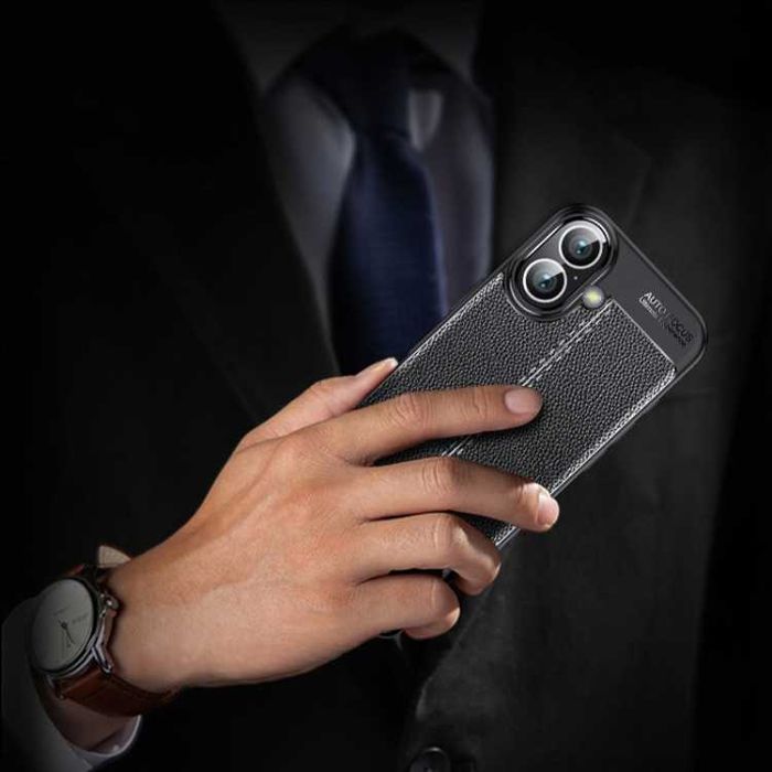 Husa Premium Antisoc model tip PIELE pentru iPhone 16 / 16 Plus / 16e