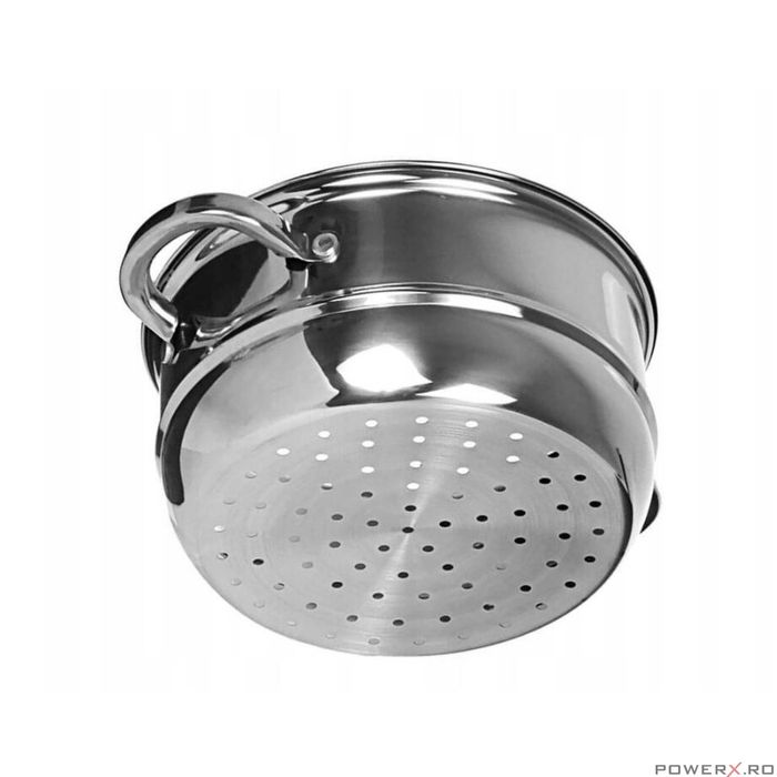 Oala pentru fiert la abur, din inox, cu capac, 2.5 litri, 18 cm,