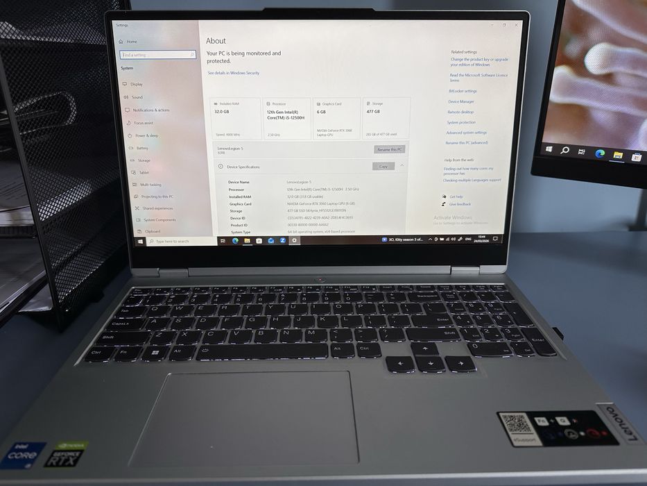 Laptop Lenovo Legion 5 - i5 - 12500H, RTX 3060-6Gb, 32 Gb Ram, 512 SSD