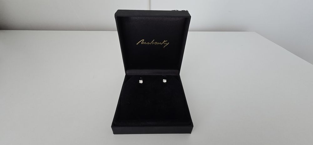 Cercei Studs, cu diamante de laborator de 0.75 CT, din aur alb 18 KT
