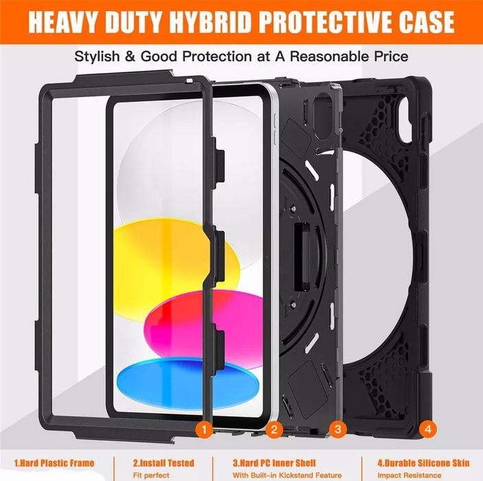 Apple iPad 11 10 10.9" / Трислоен удароустойчив кейс калъф за таблет