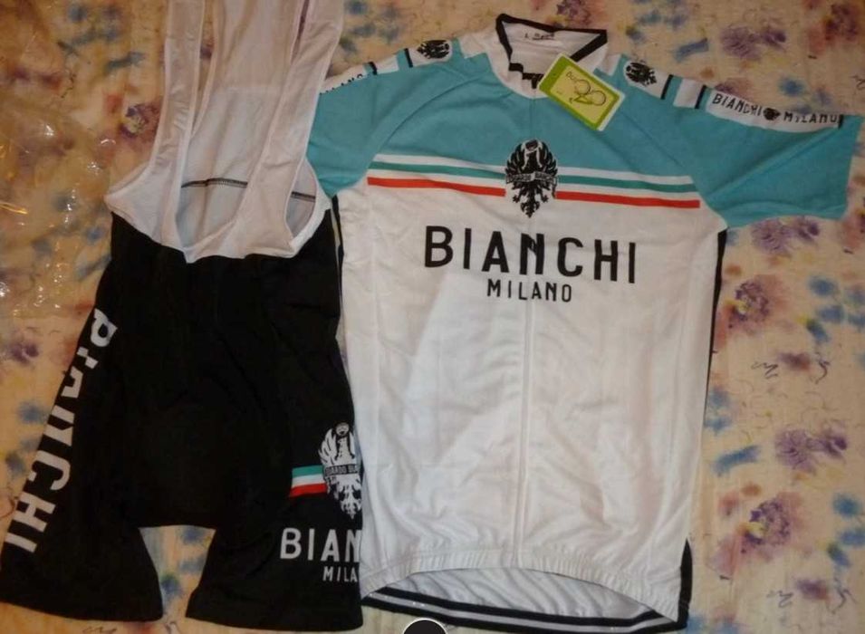 Echipament ciclism UAE Bianchi Bora Jumbo Visma set pantaloni tricou