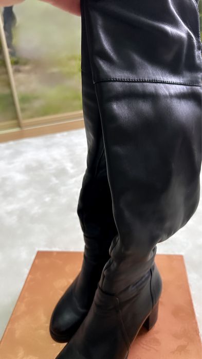 Кожаные сапоги зимние