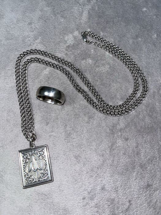 Цепочка, кольцо, серебро