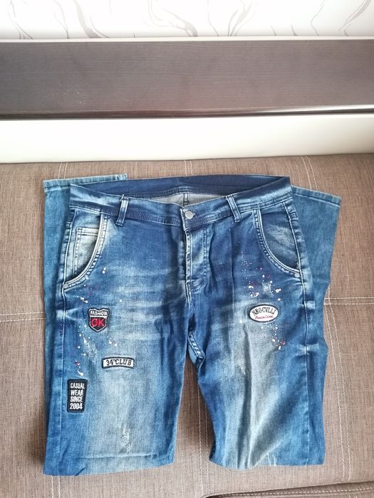 Мъжки Slim дънки с пръскана боя