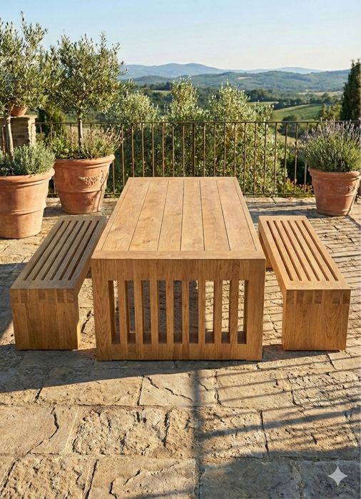 Set Mobilier Terasa/Gradina/HoReCa-Lemn Masiv-Design Modern  “Block”