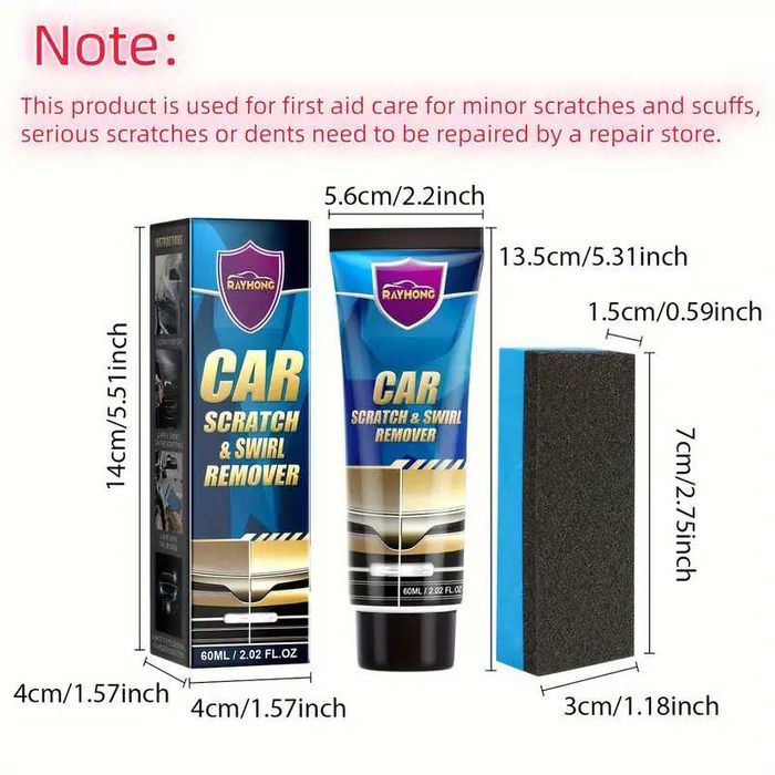Kit de Reparare zgarieturi auto moto tabla 60ml - Soluție Rapidă pentru  Zgârieturi. Crema de reparat faruri auto vesela 100ml pt prevenirea oxidarii