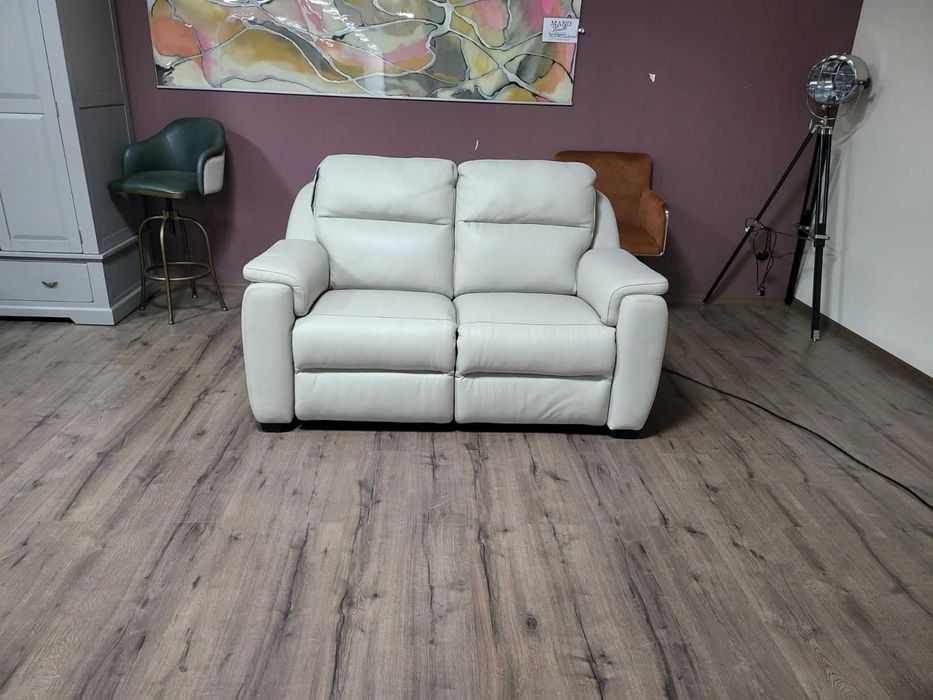 Италианкси кремав кожен диван двойка с електрически релакс механизъм
