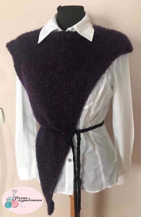 Асиметричен ефектен ръчно изплетен топ