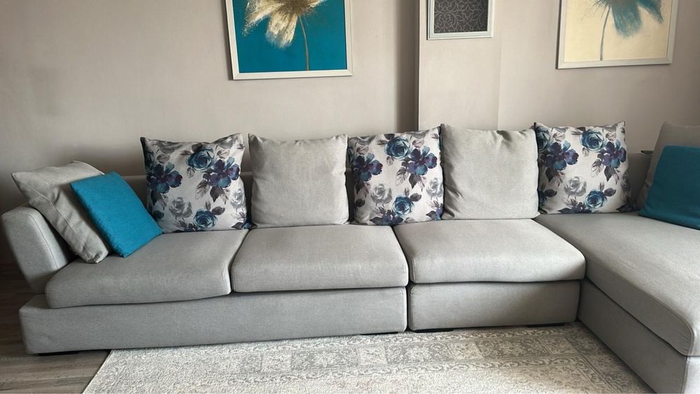 Диван угловой, серый