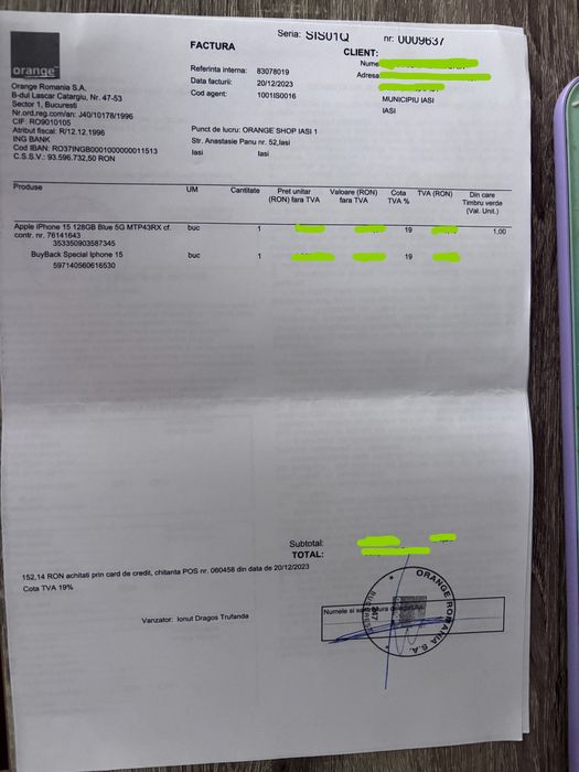 IPhone 15 128 GB Blue Impecabil la cutie Neverlocked