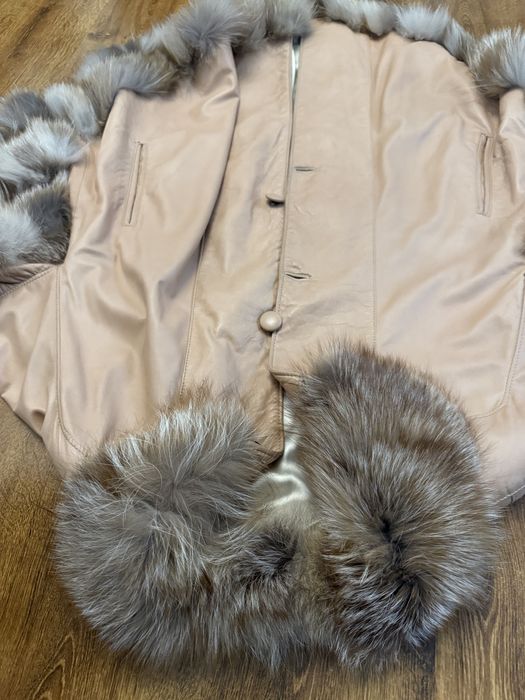 Geaca de piele naturala cu blana de vulpe