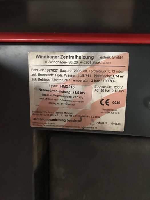 Centrală pe lemne Windhager HMX-215 21,9kw