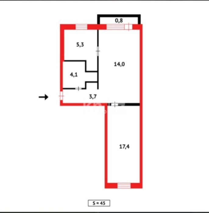 Продаю 2 х комнат квартиру .