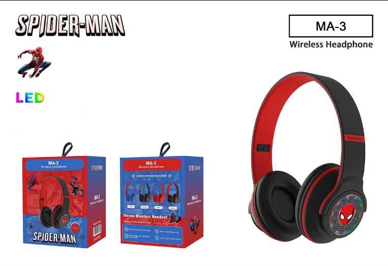 Безжични Светещи Bluetooth слушалки Спайдърмен Spiderman