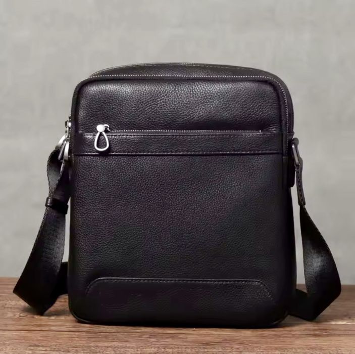 Мъжка модерна бутикова чанта с голям капацитет /Черна естествена кожа!