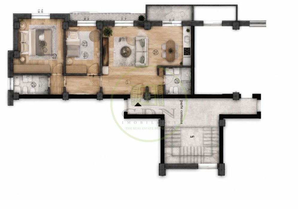 Apartament 3 camere, open space, 83.4mp, cartier 1 Mai