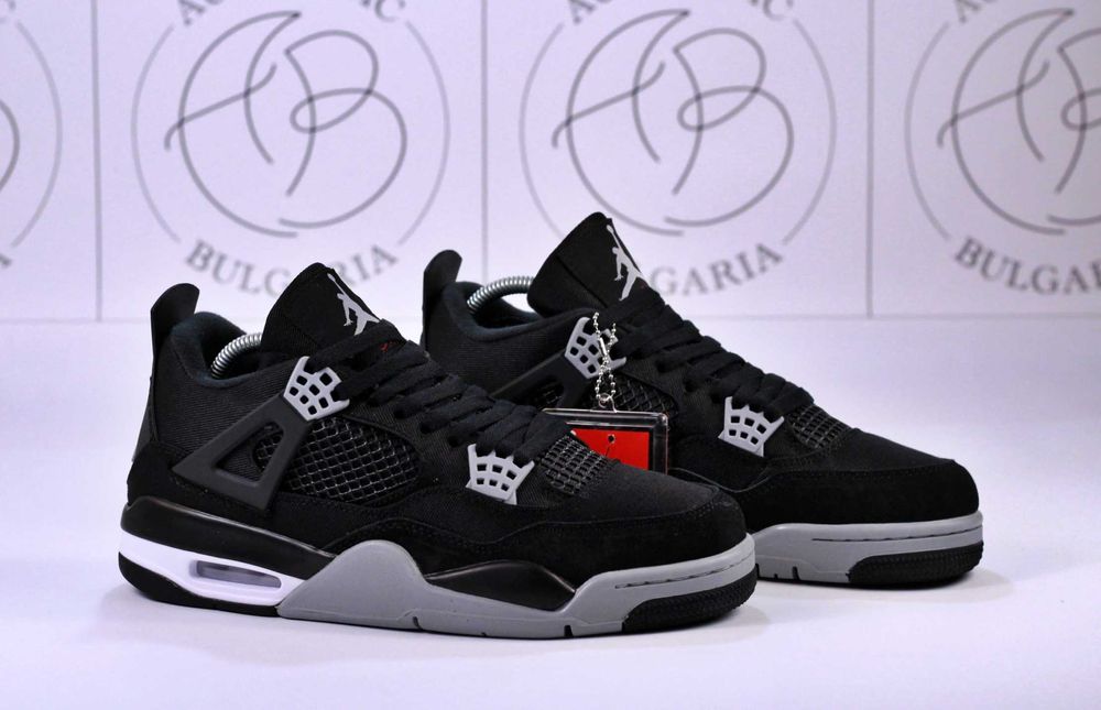 Nike Air Jordan Retro 4 Black Cat Ama Manierre Black Canvas Black Oreo