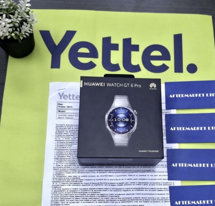 КАТО НОВ 46mm Huawei watch GT 6 PRO Yettel Гаранция 2028 TITAN gt6