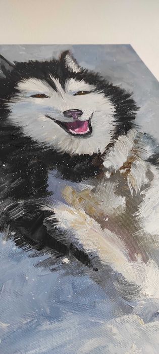 Gata spre vânzare -Malamut de Alaska! Pictura în ulei.