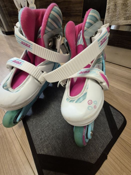 30- 33 Регулируеми ролери Raven Loret, LED колела, тюркоаз/розов