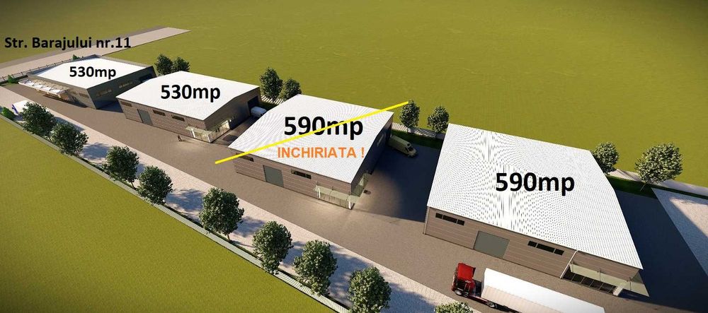 De inchiriat SOWROOM si HALE DEPOZITARE, str. Barajului nr.11 Tg. Mures