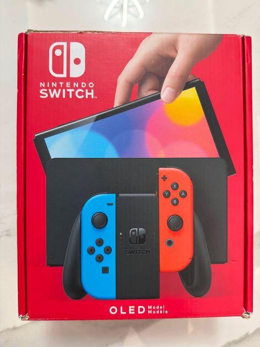 Nintendo Switch OLED (64GB) + 256GB MicroSD + EA FC 24 – Пълен комплект, КАТО НОВ!