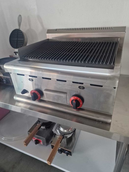 Grill de banc pe gaz cu roca vulcanica | Plita fonta | Inox | Nou