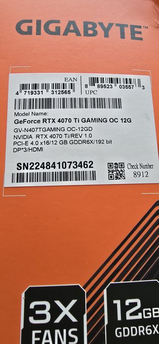 Placa Video Geforce Gigabyte RTX 4070 TI Gigabyte Gaming OC 12G 4070ti