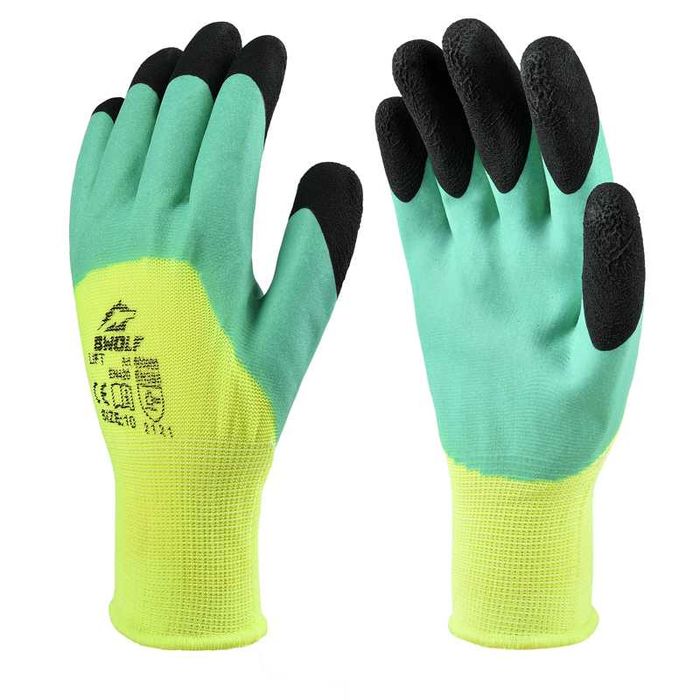 Работни Ръкавици, Латекс, Безшевни, Плетени, Автомонтьорски - Пакет 12 броя