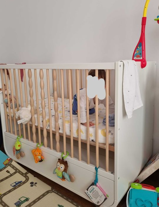Pătuț Ikea Myllra alb, în stare foarte bună