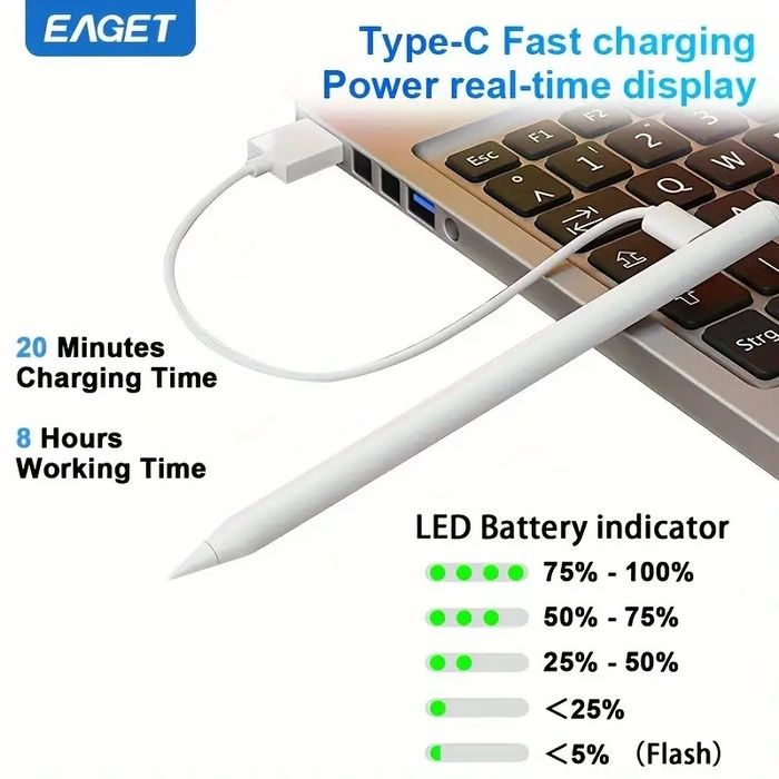 Емкостная ручка EAGET для iPad - магнитное крепление, сверхтонкий