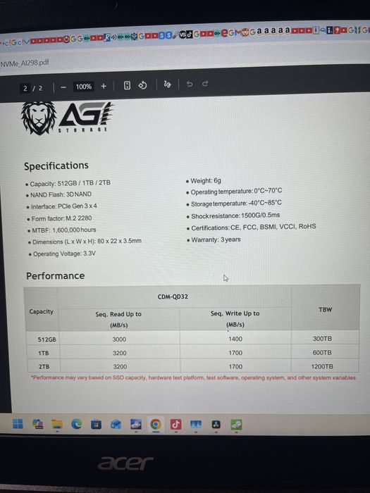 Ssd m2 Agi 2  Tb