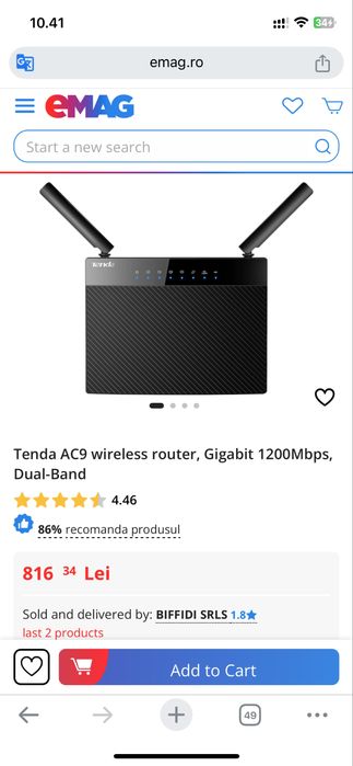 Tenda AC9 wireless router, Gigabit 1200Mbps, Dual-Band