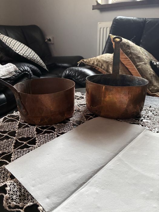 Cratite din cupru cu maner de fier