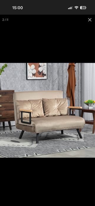 Canapea Pat cu Spătar Reglabil pe 5 Nivele , Maro , HOMCOM