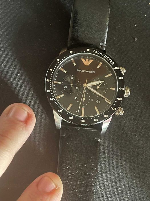 Ceas Conograf Emporio Armani cu curea neagra