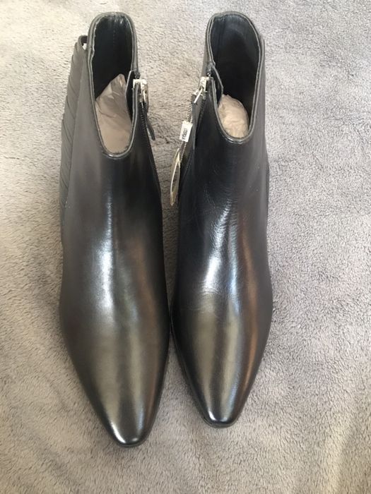 Cizme/botine scurte Uterque, piele naturala, noi, marimea 39