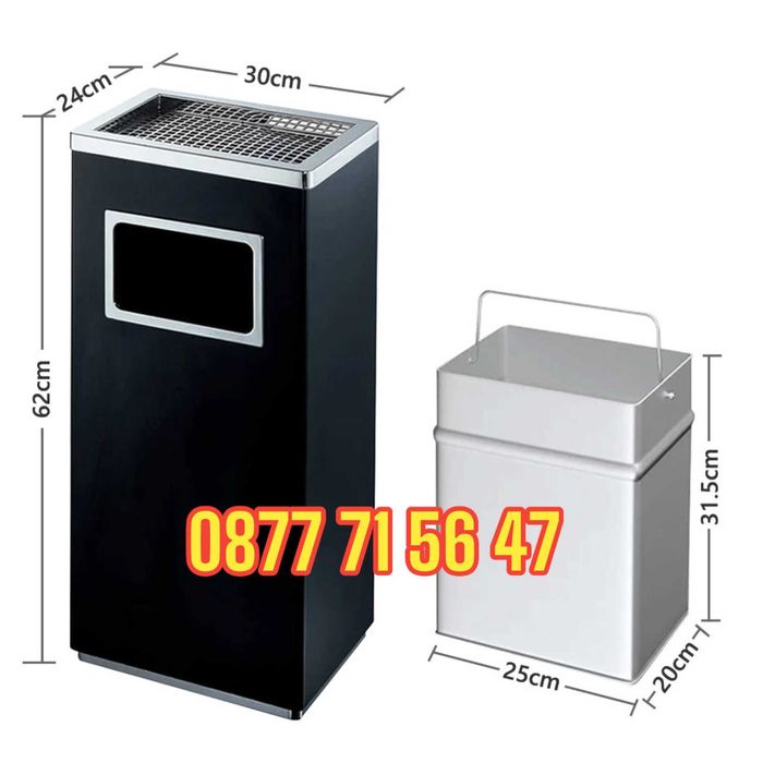 Външен пепелник с кош боклук неръждаема стомана външни пепелници, кофа