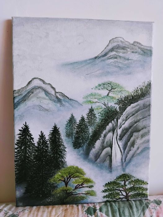 Мои картини-триптих-цветя-акрил.